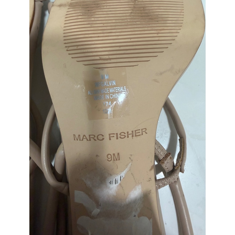 Marc Fisher Galvin Tan Strappy Block Heel Square Toe Sandals Womens Size 9M - Picture 7 of 7
